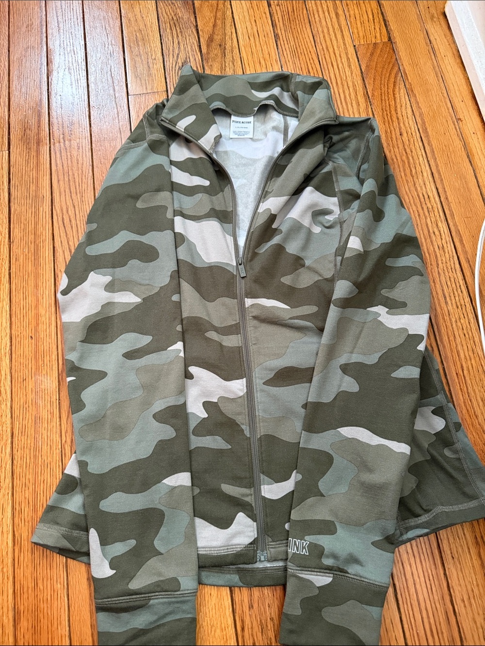 PINK Victoria's Secret Olive & Sage Camo Full-Zip Hoodie